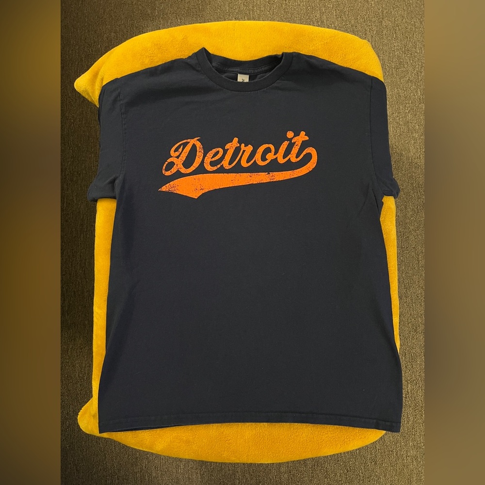 Navy and Orange Detroit Short Sleeve Tee